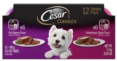 Cesar Classics Filet Mignon Flavor in Meaty Juices Dog Food Trays