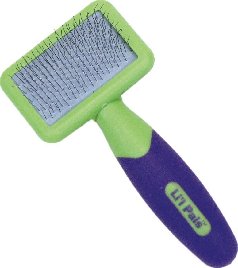 L\'il Pals Slicker Purple & Green Dog Brush