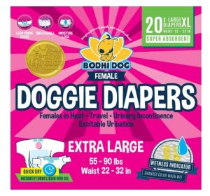 Bodhi Dog Disposable Dog Female Diapers | 20 Premium Quality Adjustable Pet Wraps with Moisture Control & Wetness Indicator