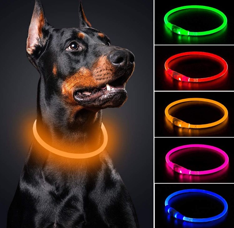 BSEEN LED Dog Collar - Cuttable Water Resistant Glowing Dog Collar Light Up