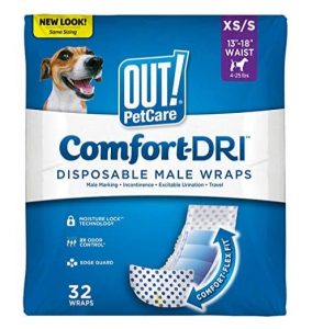 OUT! Disposable Male Dog Diapers | Absorbent Male Wraps with Leak Protection | Excitable Urination, Incontinence, or Male Marking