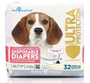 Paw Inspired 32ct Disposable Dog Diapers - Female Dog Diapers Ultra Protection