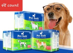 Pet Soft Disposable Male Wrap Dog Diapers Simple and Convenient, 48 Count